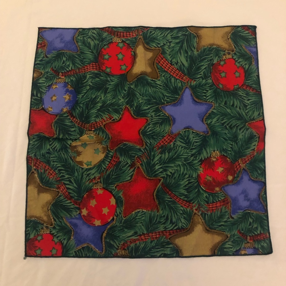 Festive Holiday Napkin in a Stars, Ornaments, and Holiday Ribbon Pattern